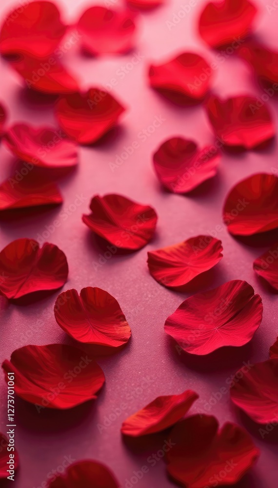 Fototapeta premium Abstract background with scattered red rose petals, abstract background, soft, petals