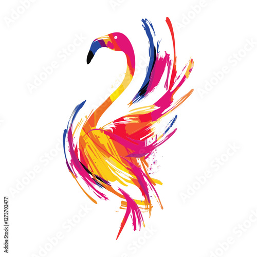 Flamingo shape illustration colorful strokes vector