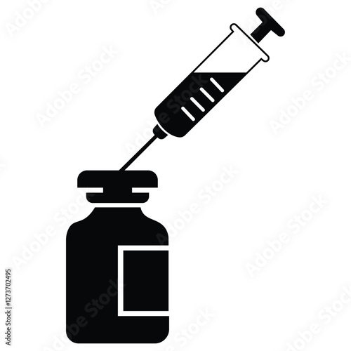 Syringe with medicine icon. Syringe icon, injection, vaccine vector icon. Doctors often use syringes to prevent, treat malignant diseases. Needle free healthcare and medical icon vector illustration.