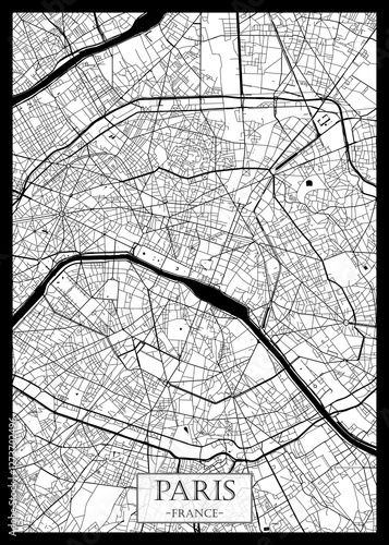 Photography Paris France Map, City downtown, abstract travel art, modern background, colorfu