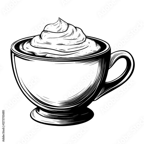 Simple hot latte cup linear illustration beverage coffee vector