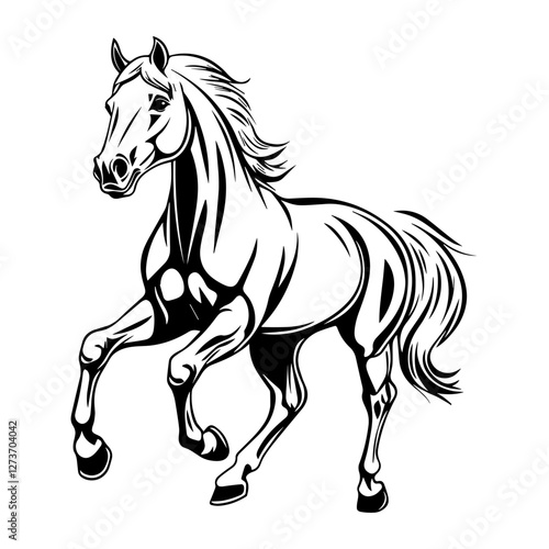 Simple horse running linear art illustration drawing vector
