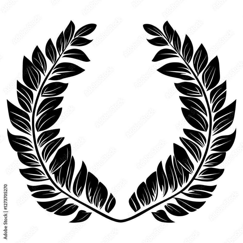 Obraz premium Tropical leaves wreath leaf emblem symbol vector