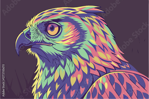  Vibrant rainbow owl, colorful feathers, piercing eyes, detailed plumage, hyper-realistic, surreal, fantasy creature, iridescent, close-up portrait, studio lighting, dark background, digital art, hi