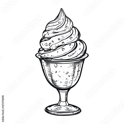Ice cream dessert illustration hand-drawn vector