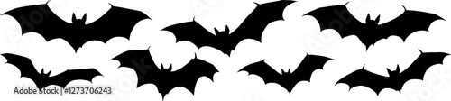 Bat vector silhouette set