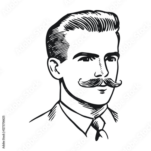 Man with a mustache drawing sketch art vector