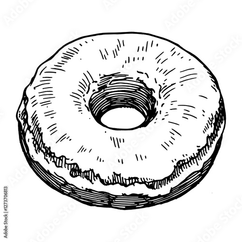 Donut dessert sketch white vector