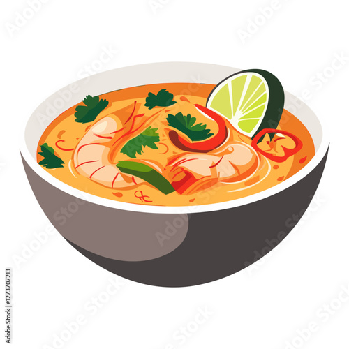 Tom yum in a bowl illustration food dish vector