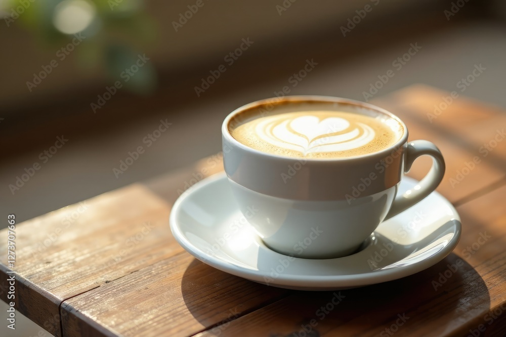 Creamy coffee rises above the surface of a white cup, morning, still life, beverage Creamy coffee rises above the surface of a white cup, morning, still life, beverage