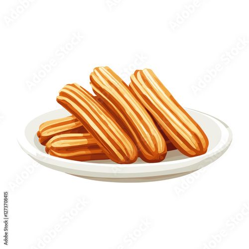 Churros in a plate churros sweets food vector