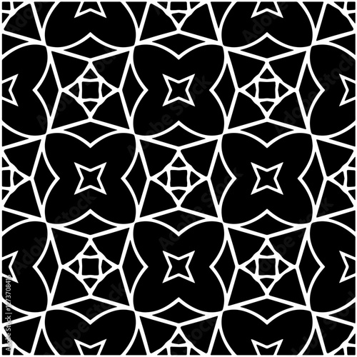 Abstract texture for fabric print, card, table cloth, furniture, banner, cover, invitation, decoration, wrapping. Seamless repeating pattern.  Black and white color. Carpet pattern texture.