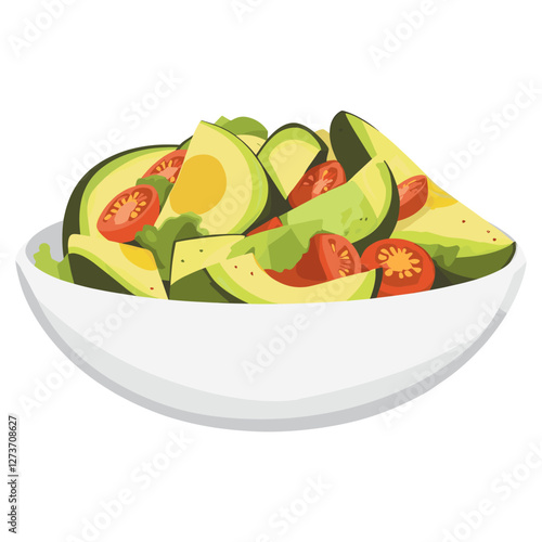 Avocado salad in a bowl avocado illustration produce vector