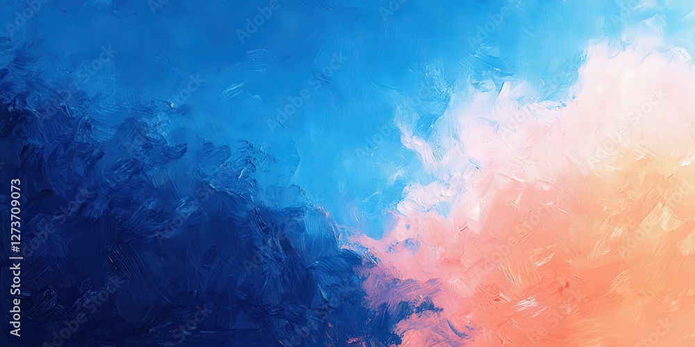 Fototapeta premium An abstract masterpiece melds vivid blues and pinks in its textured canvas; the upper half radiates cool blue tones while the lower exudes warm pink hues, creating a captivating visual harmony