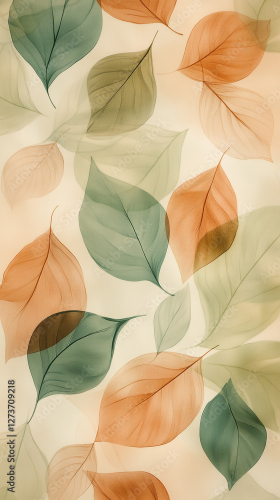 Abstract leaf patterns in soft greens and earthy browns. Represents sustainability for organic products or green initiatives Abstract leaf patterns in soft greens and earthy browns. Represents sustainability for organic products or green initiatives