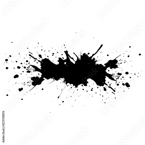 Simple real ink splatter black silhouette expression vector