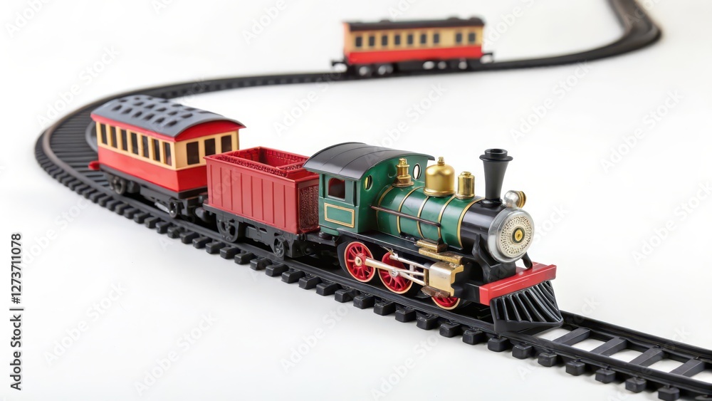 Obraz premium Model Train Set on White Background