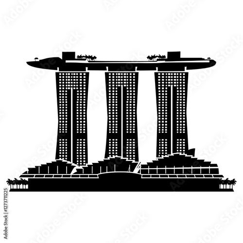 Triple Singapore towers architecture silhouette singapore vector