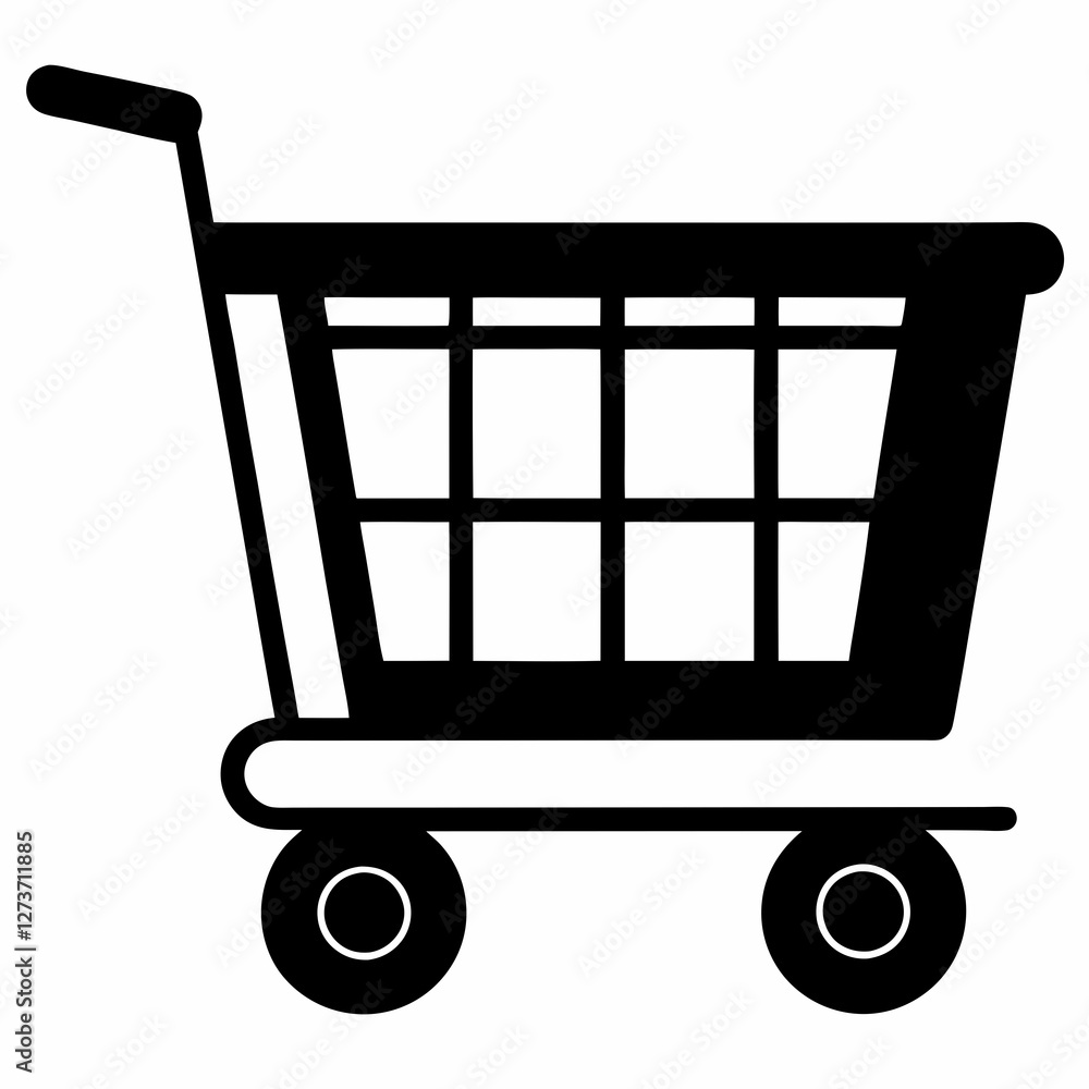 E-Commerce Cart Black Silhouette Vector E-Commerce Cart Black Silhouette Vector