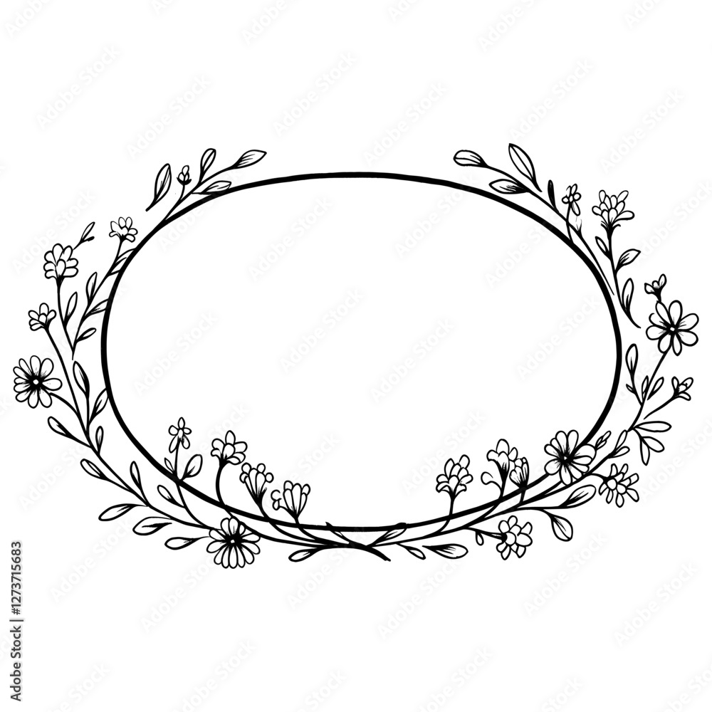 Oval decorative black white vector Oval decorative black white vector