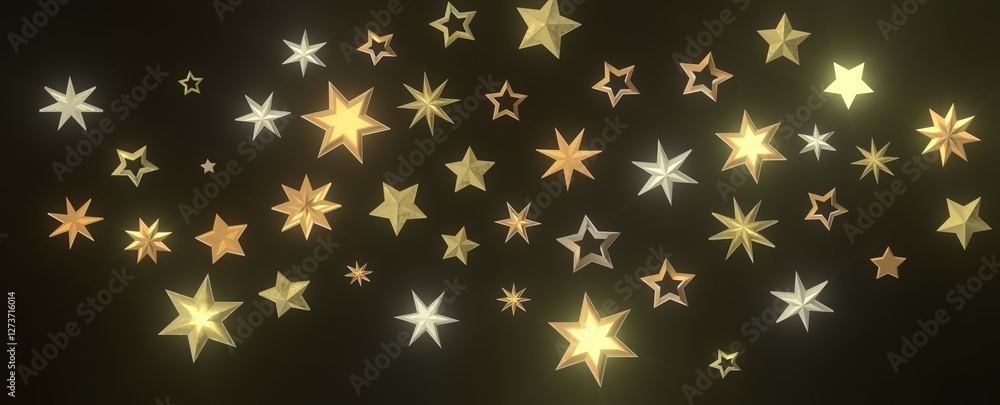Twinkling Christmas Descent: Striking 3D Illustration Showcasing Falling Festive Twinkling Stars Twinkling Christmas Descent: Striking 3D Illustration Showcasing Falling Festive Twinkling Stars