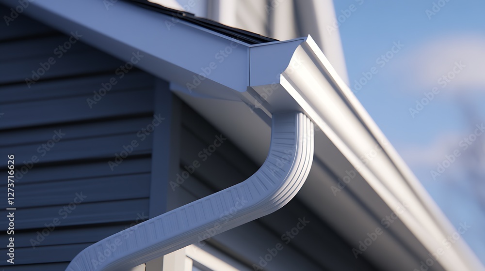 Close-Up of a Stylish Gutter Highlighting Seamless Drainage : Generative AI