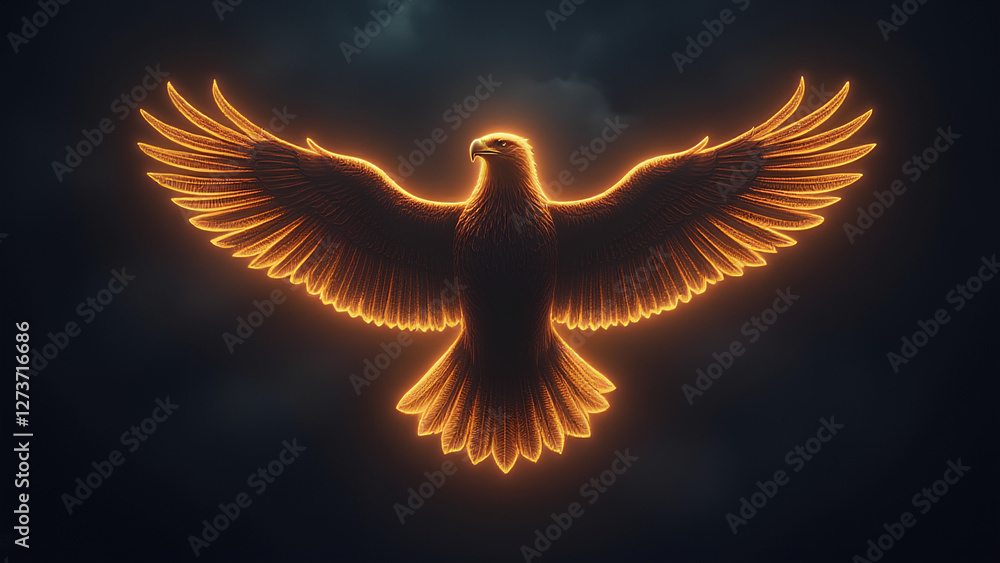 Fototapeta premium Golden Eagle in a Dark Sky