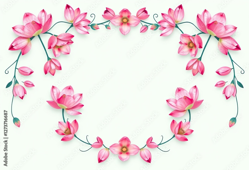 Pink flowers create a lovely floral frame design Pink flowers create a lovely floral frame design