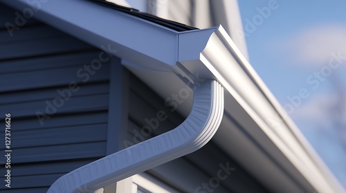 Obraz na płótnie Close-Up of a Stylish Gutter Highlighting Seamless Drainage : Generative AI w salonie