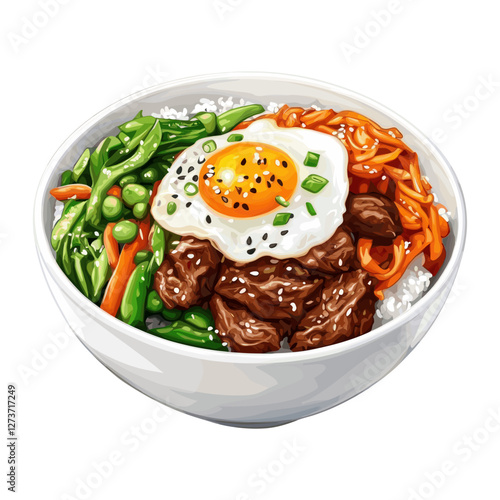 Background white egg on top Illustration Korean food vector