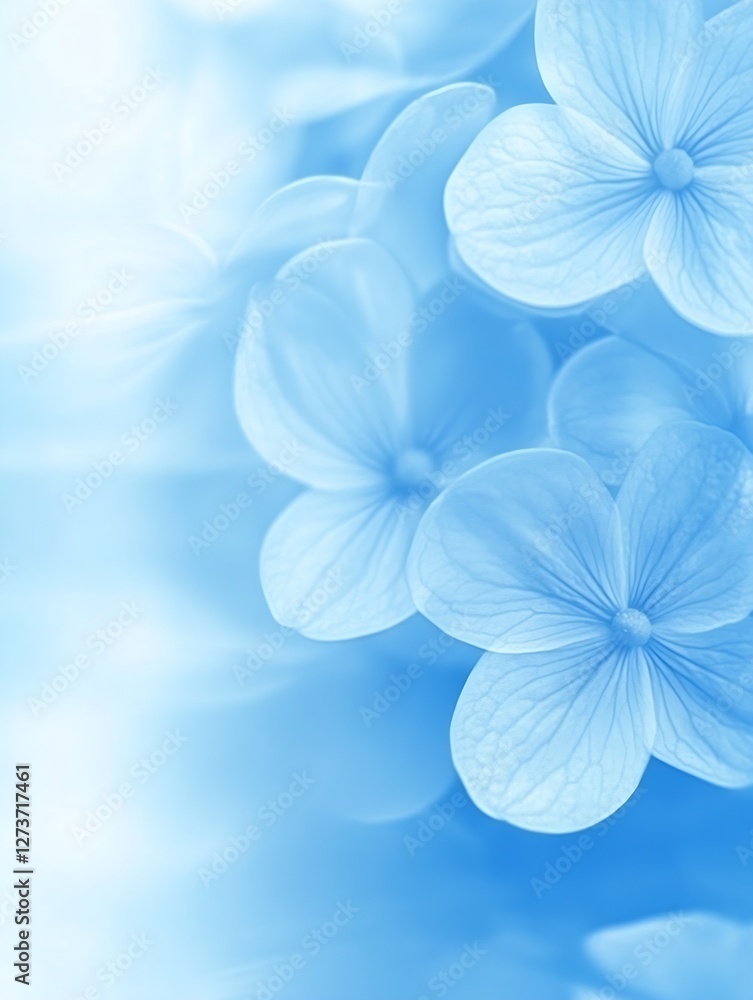 Elegant Blue Floral Background with Soft Lighting Creating a Dreamy Atmosphere and Serene Vibe : Generative AI