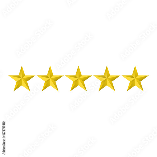 Five gold metallic ratin stars