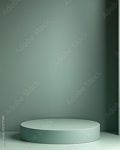 Obraz na płótnie Contemporary Minimalist Green Display Platform with Soft Shadows for Stylish Product Presentation : Generative AI w salonie