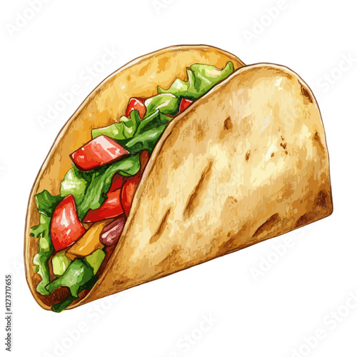 Watercolor background white llustration Taco vector photo