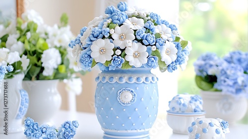 Indoor blue floral display