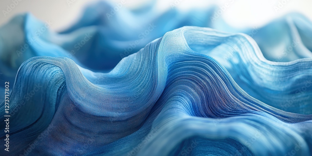 Fototapeta premium Lush blue and white layered fabric in an intricate dance of subtle hues, showcasing a seamless, smooth texture that invites touch, where each shade plays softly against the next