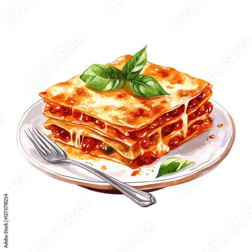 Lasagna illustration background white pasta vector