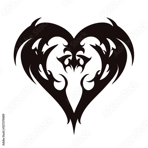 Cybersigilism design of a heart silhouette tribal black vector