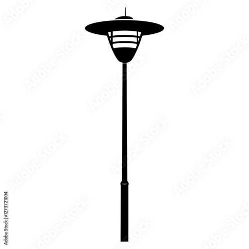 Modern simple street lamp silhouette black white vector