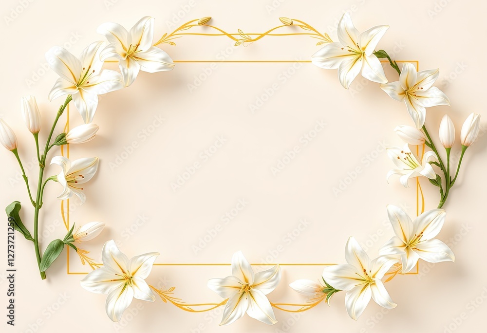 Elegant White Lilies Frame a Blank Space Elegant White Lilies Frame a Blank Space