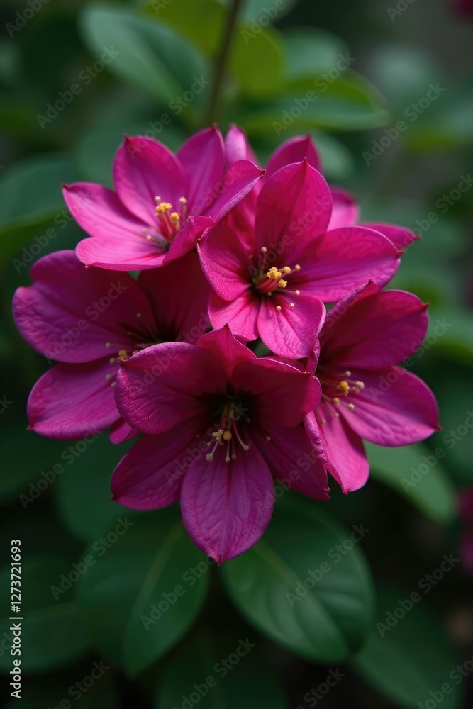 A bouquet of deep plum-colored blooms amidst foliage, spring, blossoms, flora A bouquet of deep plum-colored blooms amidst foliage, spring, blossoms, flora