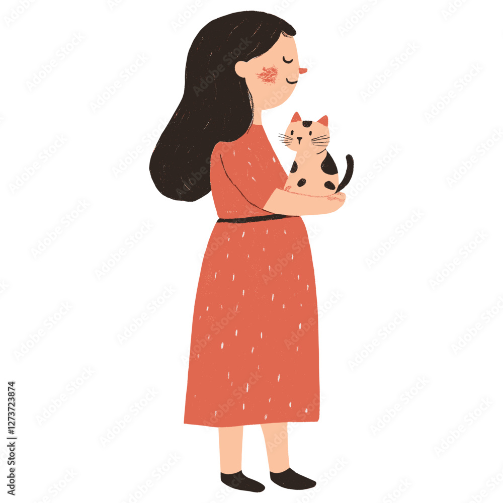 Fototapeta premium Cat illustration cartoon dress vector