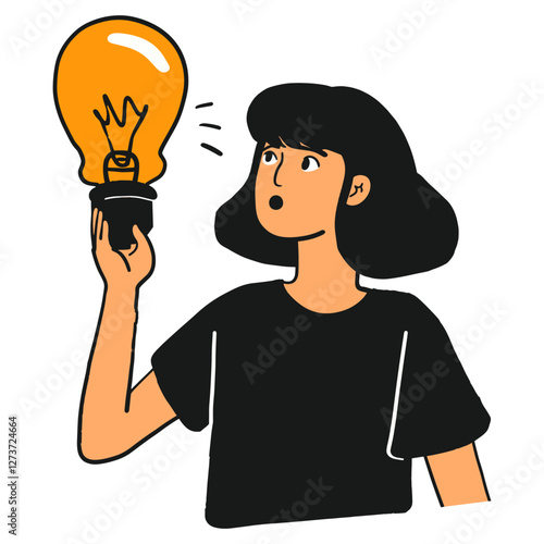 Women holding lightbulb woman art illustration vector