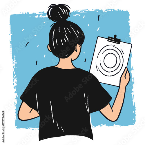 Women holding target drawing sketch black vector