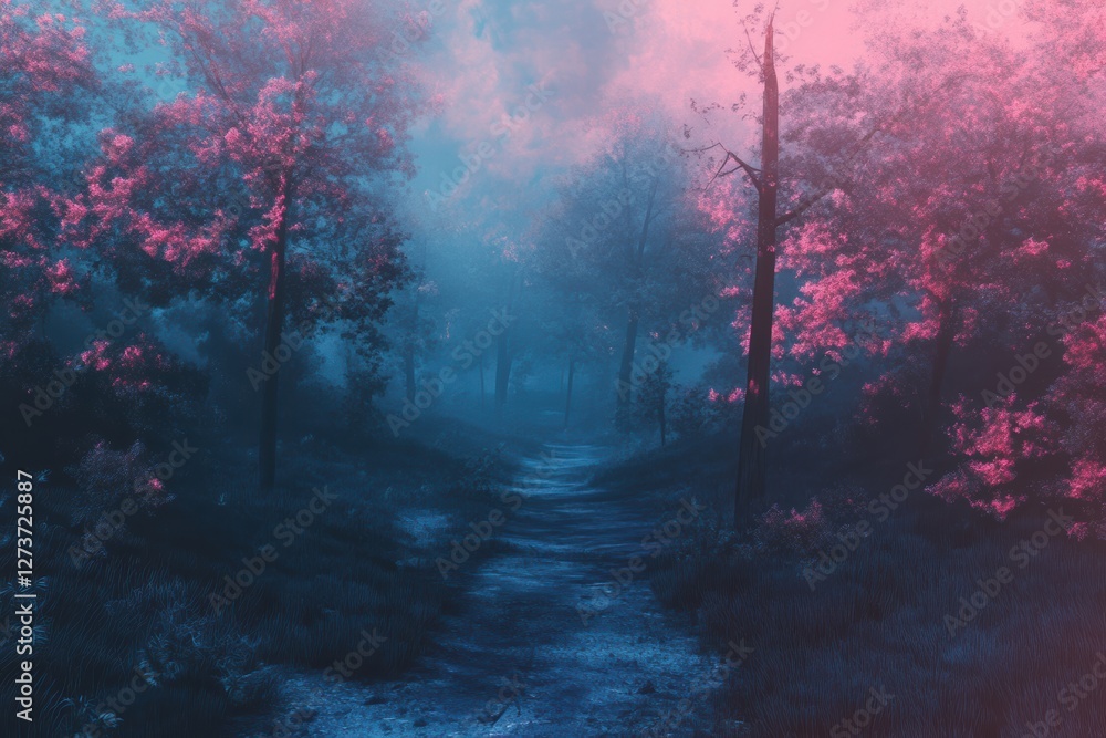 Obraz premium Enchanted forest path at dusk