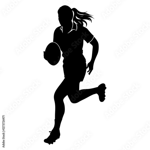 Woman rugby player silhouette illustration female vector