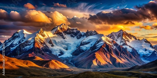 Majestic Chacaltaya Range at Dusk, Bolivia - Low Light Mountain Landscape Photography photo