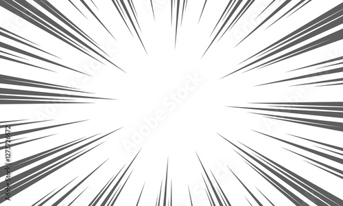 Vector manga speed line background, radial explosion anime frame, comic book texture superhero design.