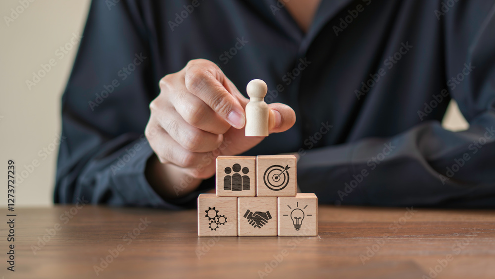 HR management concept, administration of human resources within an organization, focusing on recruitment, training, conflict resolution, and fostering a productive organizational culture