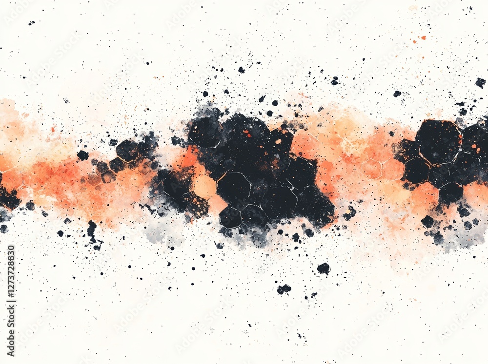 Obraz premium Background with a technical and abstract design that includes colorful hexagons